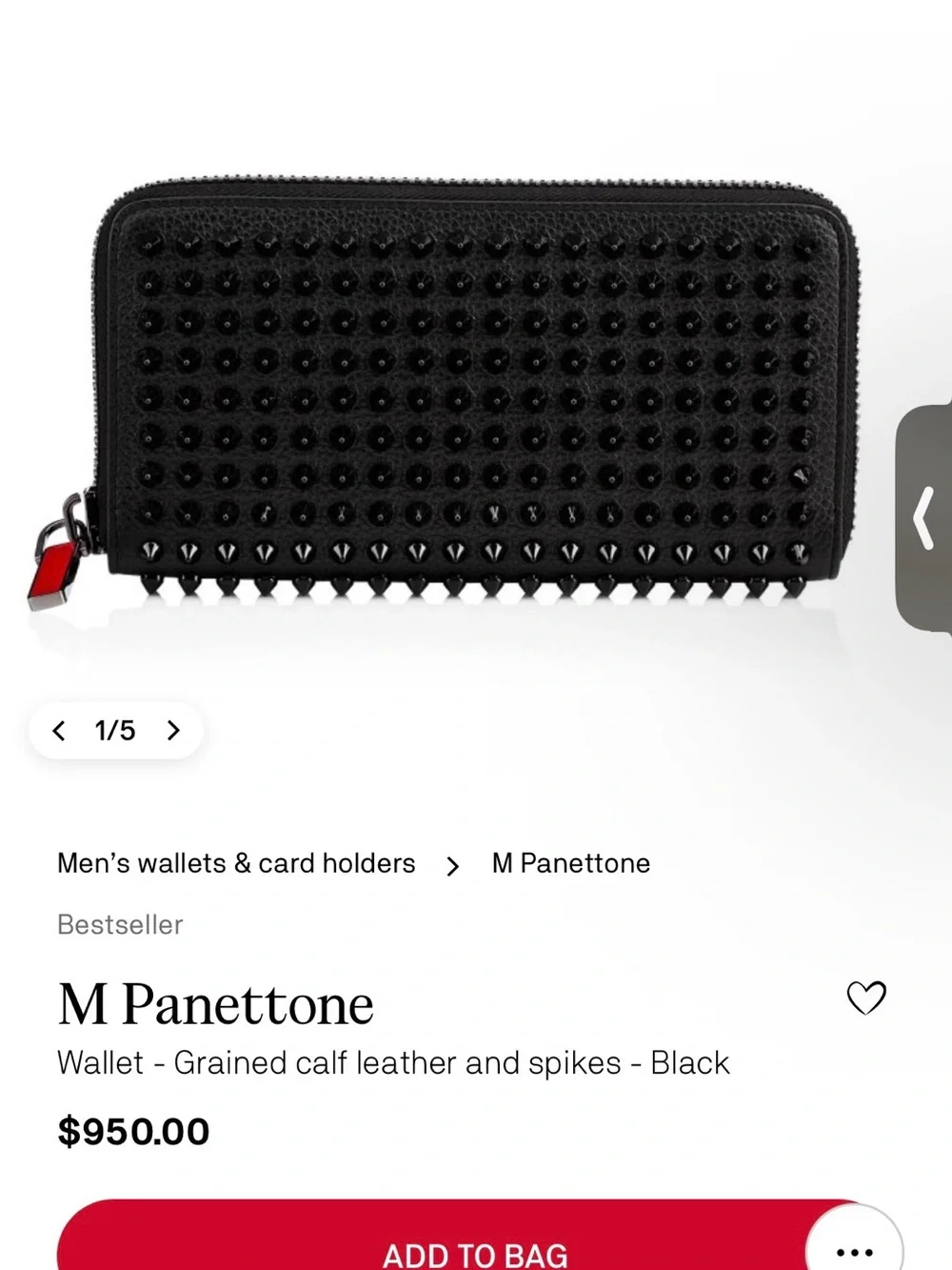 Christian Louboutin Black Spiked Zip-Around Wallet